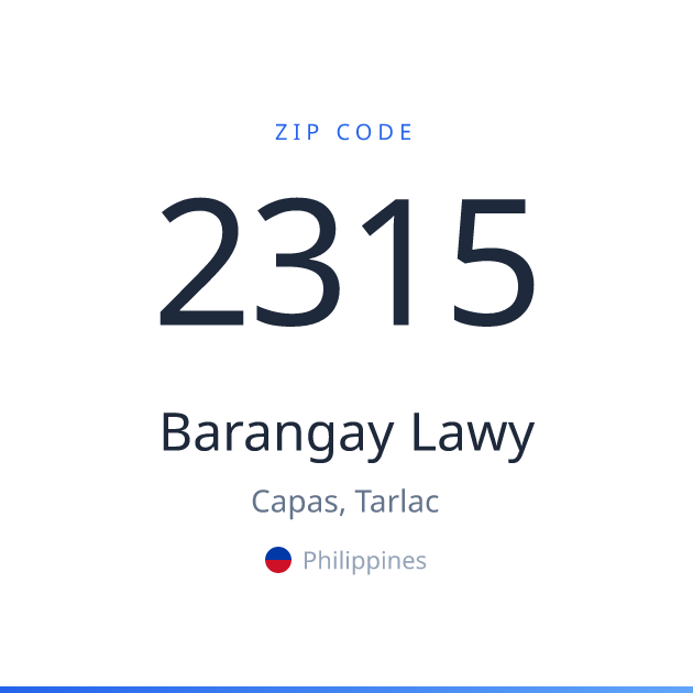 Shareable ZIP code 2315 card for Barangay Lawy, light theme