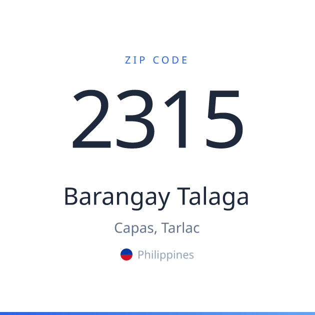 Shareable ZIP code 2315 card for Barangay Talaga, light theme