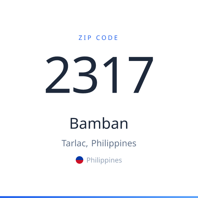 Shareable ZIP code 2317 card for Bamban, light theme