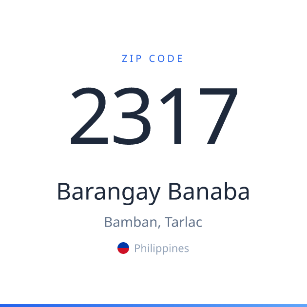 Shareable ZIP code 2317 card for Barangay Banaba, light theme