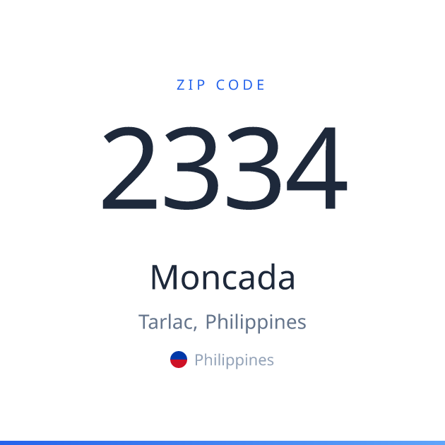Shareable ZIP code 2334 card for Moncada, light theme