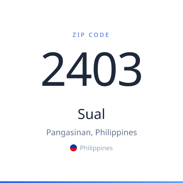 Shareable ZIP code 2403 card for Sual, light theme