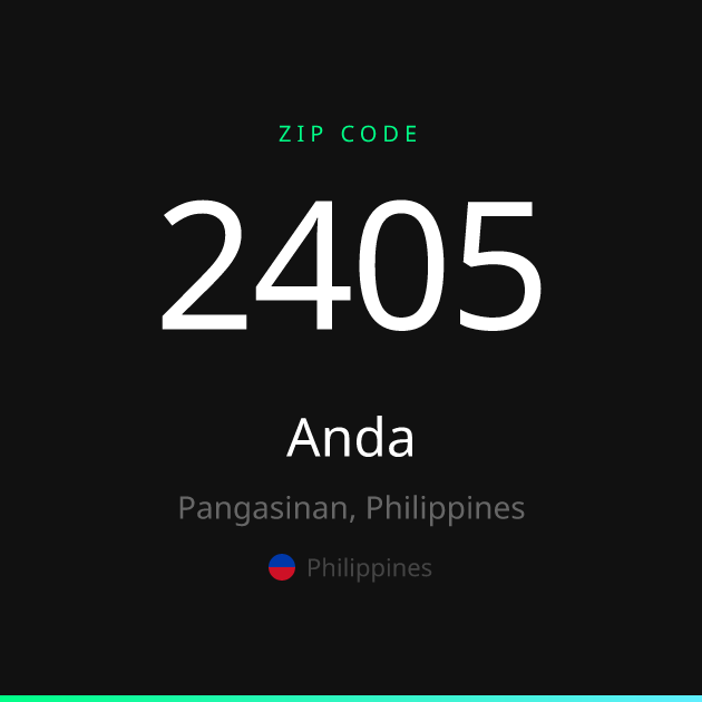 Shareable ZIP code 2405 card for Anda, dark theme
