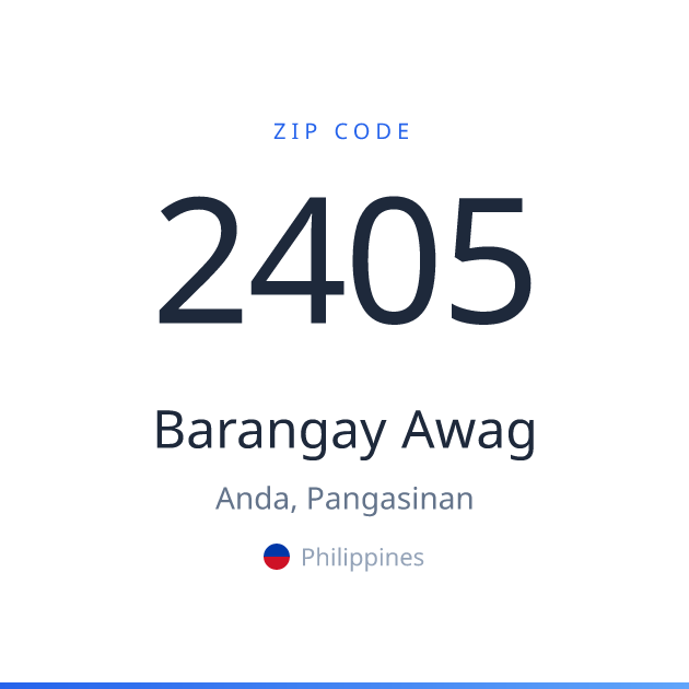 Shareable ZIP code 2405 card for Barangay Awag, light theme