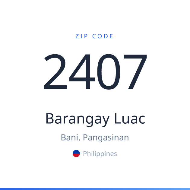 Shareable ZIP code 2407 card for Barangay Luac, light theme