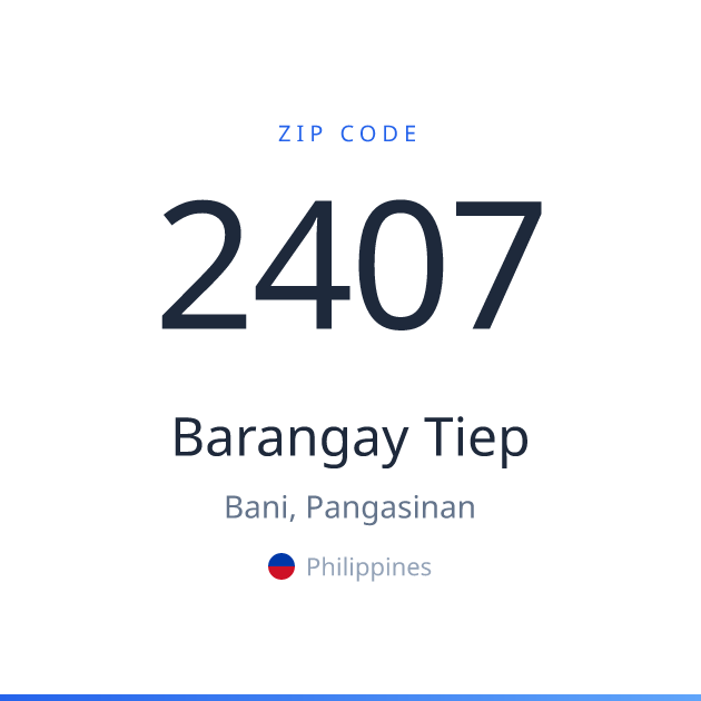 Shareable ZIP code 2407 card for Barangay Tiep, light theme
