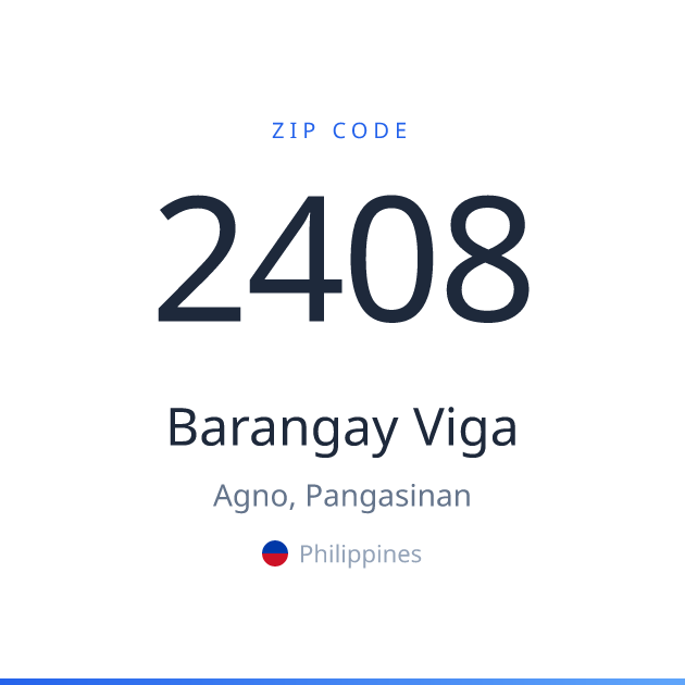 Shareable ZIP code 2408 card for Barangay Viga, light theme
