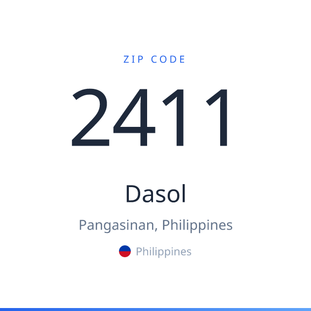 Shareable ZIP code 2411 card for Dasol, light theme