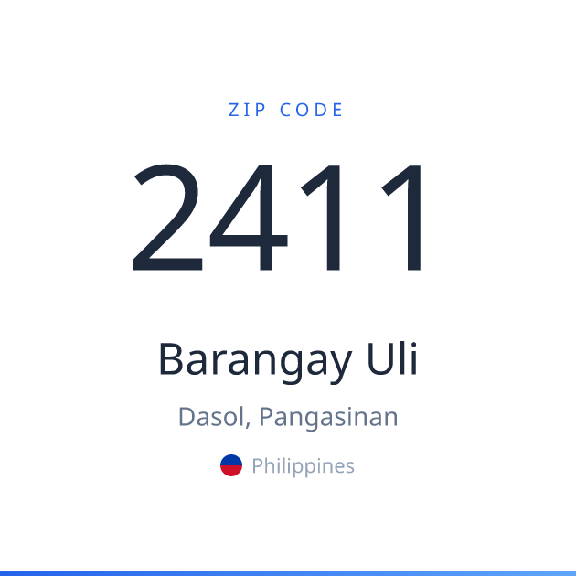 Shareable ZIP code 2411 card for Barangay Uli, light theme