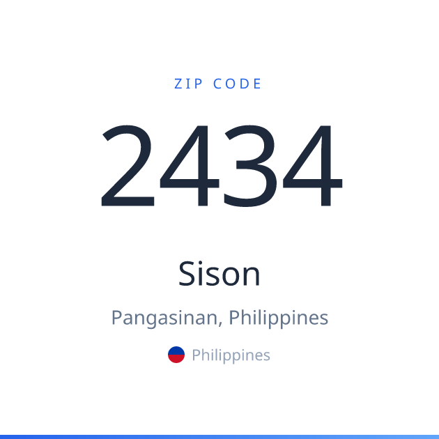 Shareable ZIP code 2434 card for Sison, light theme