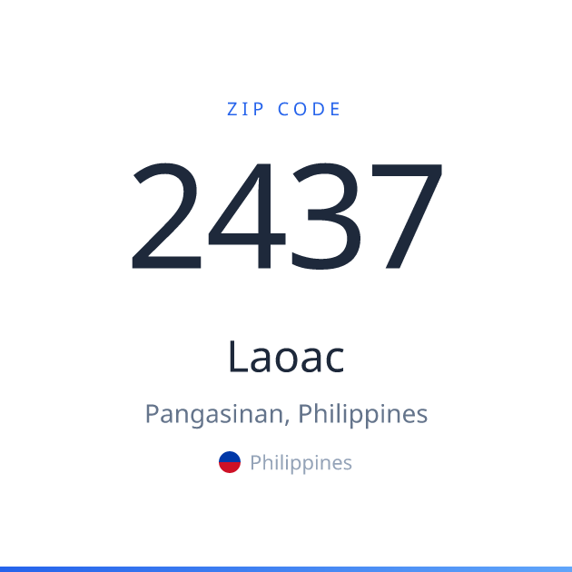 Shareable ZIP code 2437 card for Laoac, light theme