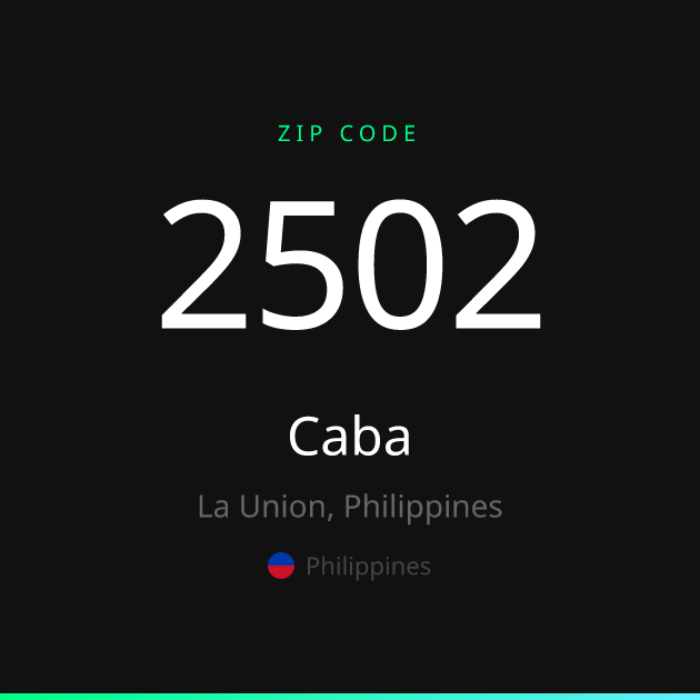 Shareable ZIP code 2502 card for Caba, dark theme