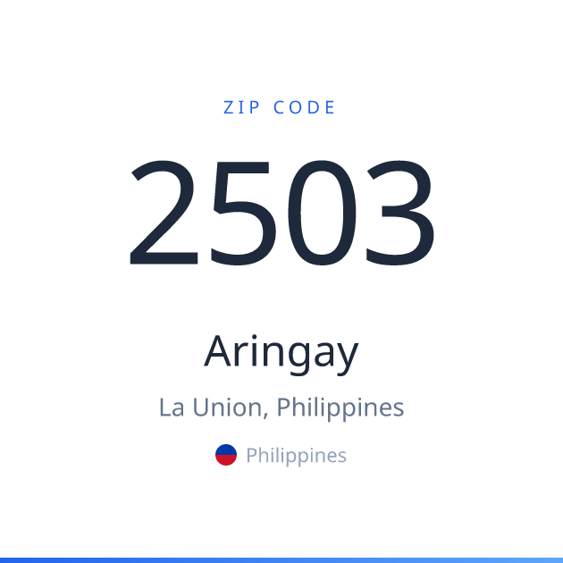 Shareable ZIP code 2503 card for Aringay, light theme