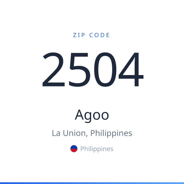 Shareable ZIP code 2504 card for Agoo, light theme