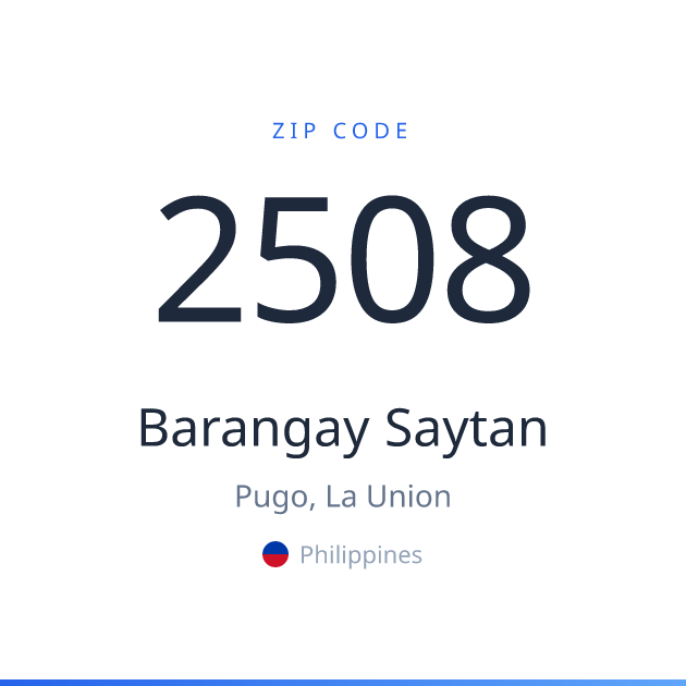 Shareable ZIP code 2508 card for Barangay Saytan, light theme