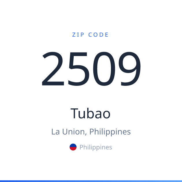 Shareable ZIP code 2509 card for Tubao, light theme