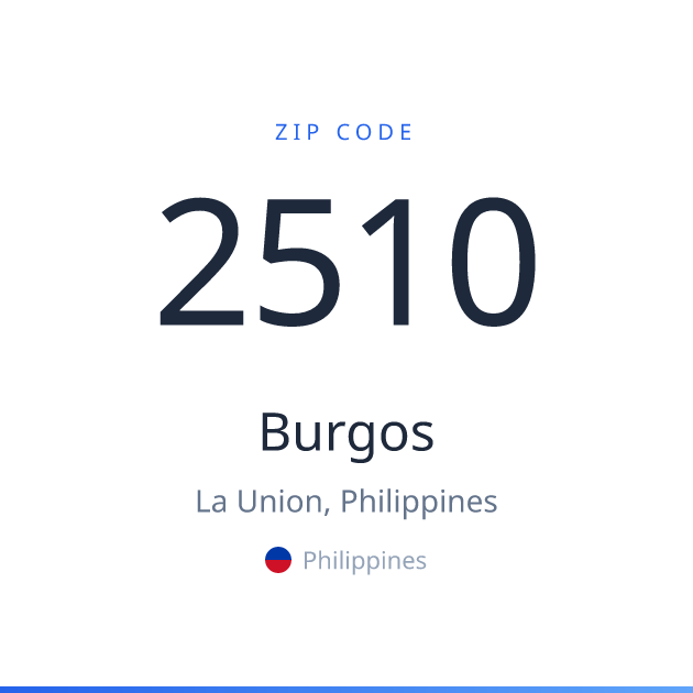 Shareable ZIP code 2510 card for Burgos, light theme