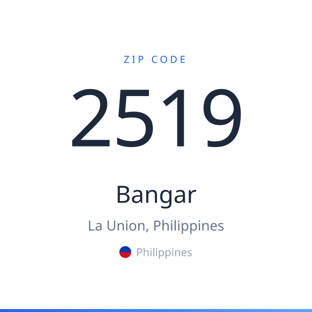 Shareable ZIP code 2519 card for Bangar, light theme