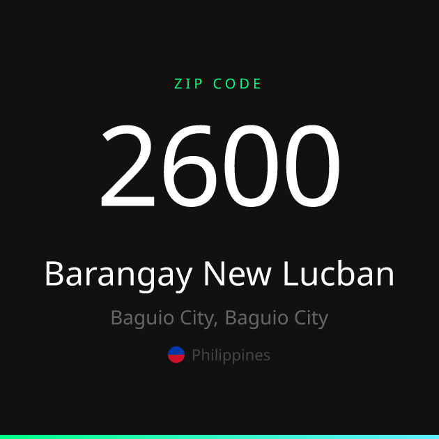 Barangay New Lucban ZIP Code 2600 | Baguio City, Philippines