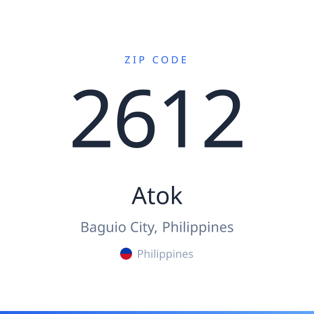 Shareable ZIP code 2612 card for Atok, light theme
