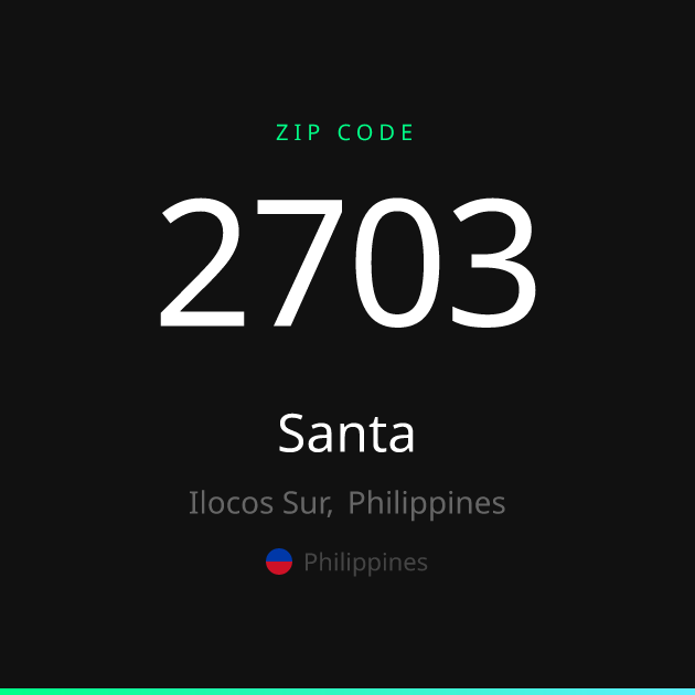 Shareable ZIP code 2703 card for Santa, dark theme