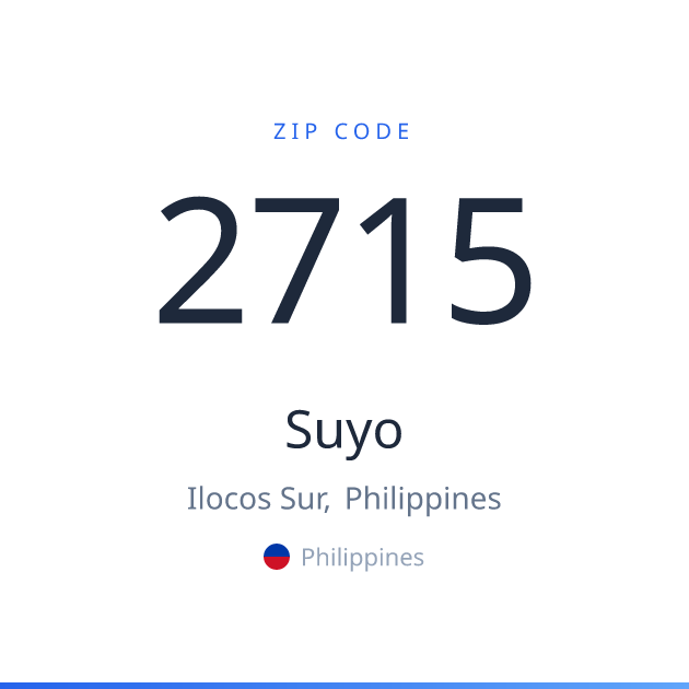 Shareable ZIP code 2715 card for Suyo, light theme