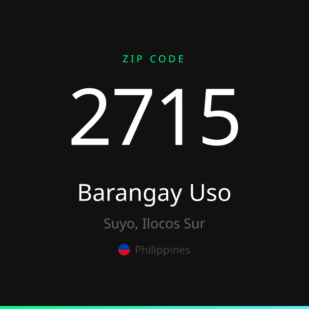 Shareable ZIP code 2715 card for Barangay Uso, dark theme