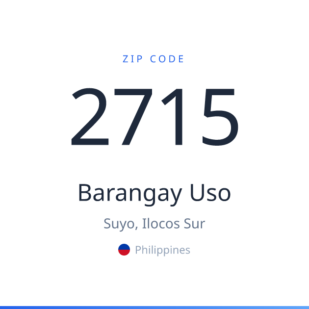 Shareable ZIP code 2715 card for Barangay Uso, light theme