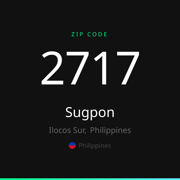 Shareable ZIP code 2717 card for Sugpon, dark theme
