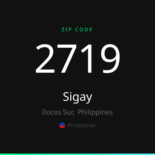 Shareable ZIP code 2719 card for Sigay, dark theme