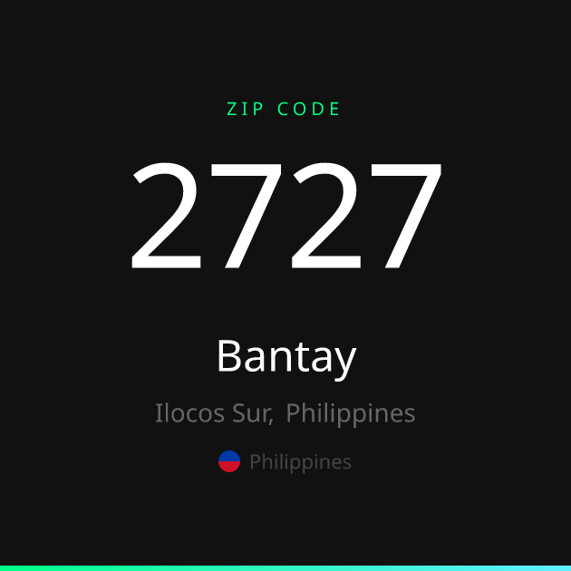 Shareable ZIP code 2727 card for Bantay, dark theme