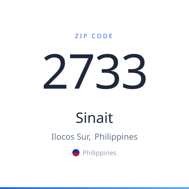 Shareable ZIP code 2733 card for Sinait, light theme