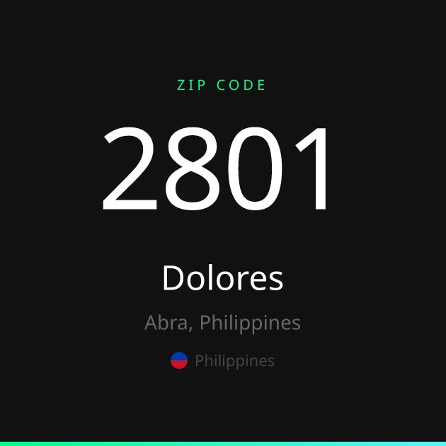 Shareable ZIP code 2801 card for Dolores, dark theme