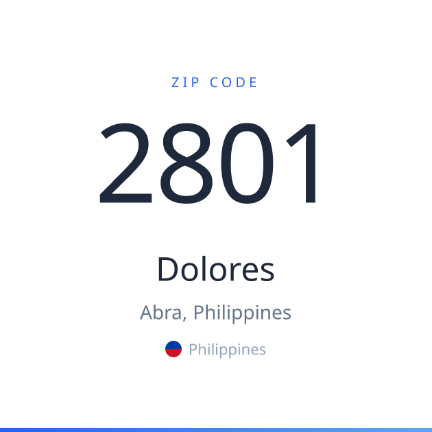 Shareable ZIP code 2801 card for Dolores, light theme
