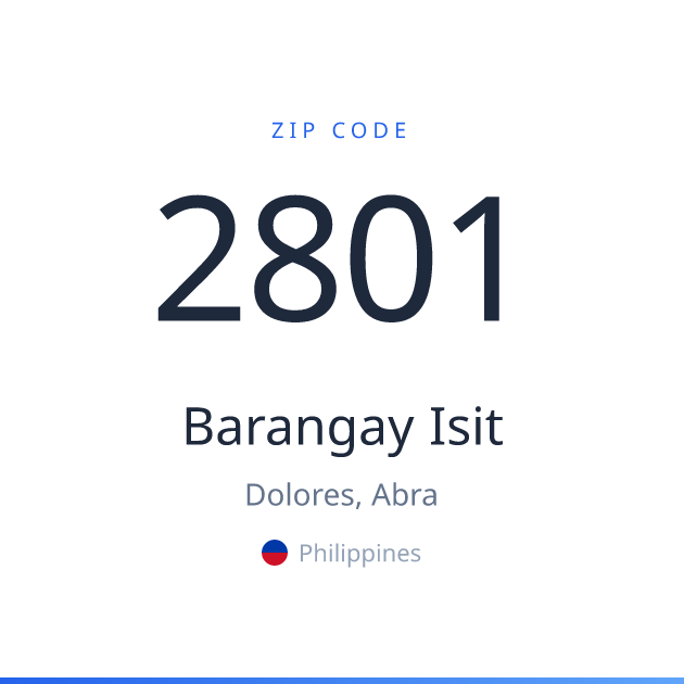 Shareable ZIP code 2801 card for Barangay Isit, light theme
