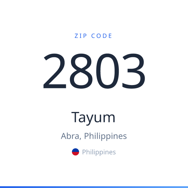 Shareable ZIP code 2803 card for Tayum, light theme