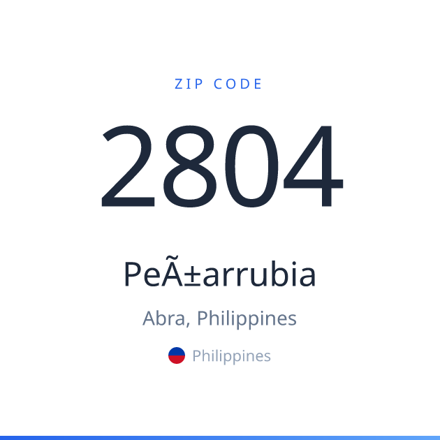 Shareable ZIP code 2804 card for Peñarrubia, light theme