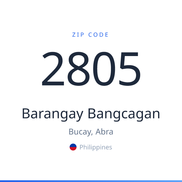 Shareable ZIP code 2805 card for Barangay Bangcagan, light theme