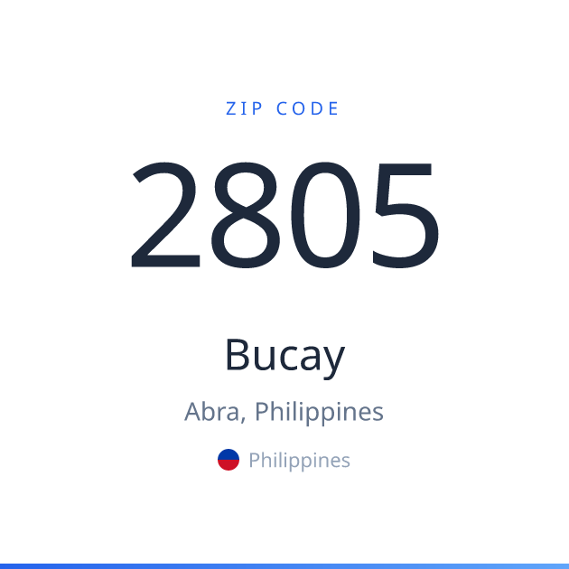 Shareable ZIP code 2805 card for Bucay, light theme