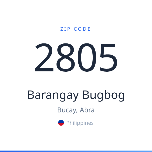 Shareable ZIP code 2805 card for Barangay Bugbog, light theme