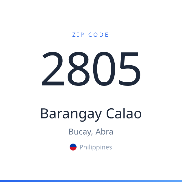 Shareable ZIP code 2805 card for Barangay Calao, light theme