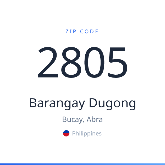 Shareable ZIP code 2805 card for Barangay Dugong, light theme