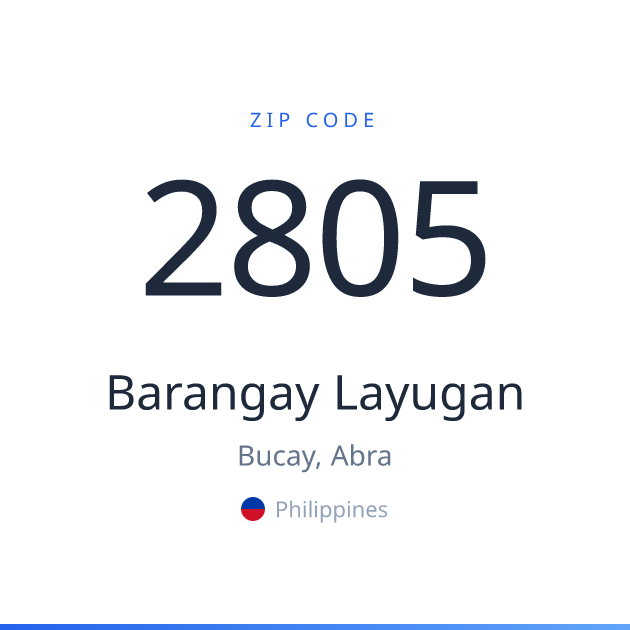 Shareable ZIP code 2805 card for Barangay Layugan, light theme