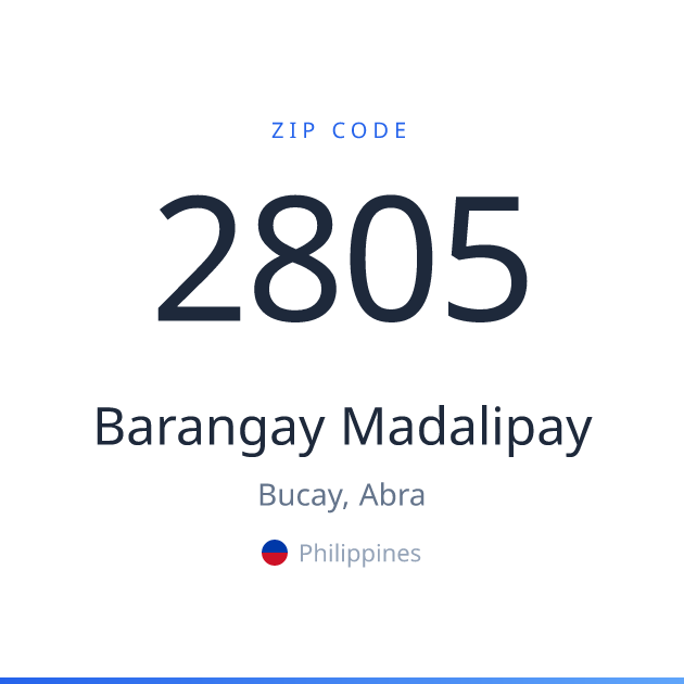 Shareable ZIP code 2805 card for Barangay Madalipay, light theme