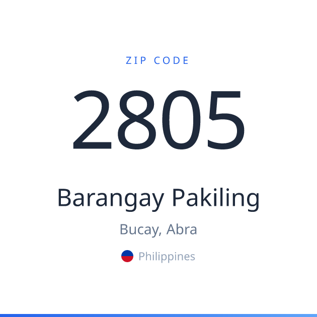Shareable ZIP code 2805 card for Barangay Pakiling, light theme