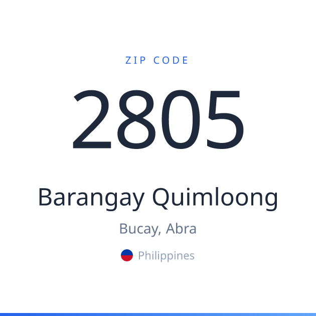 Shareable ZIP code 2805 card for Barangay Quimloong, light theme