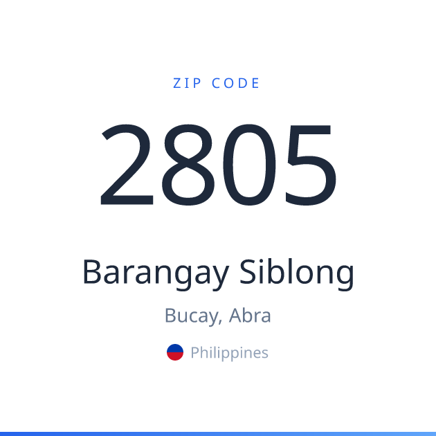 Shareable ZIP code 2805 card for Barangay Siblong, light theme