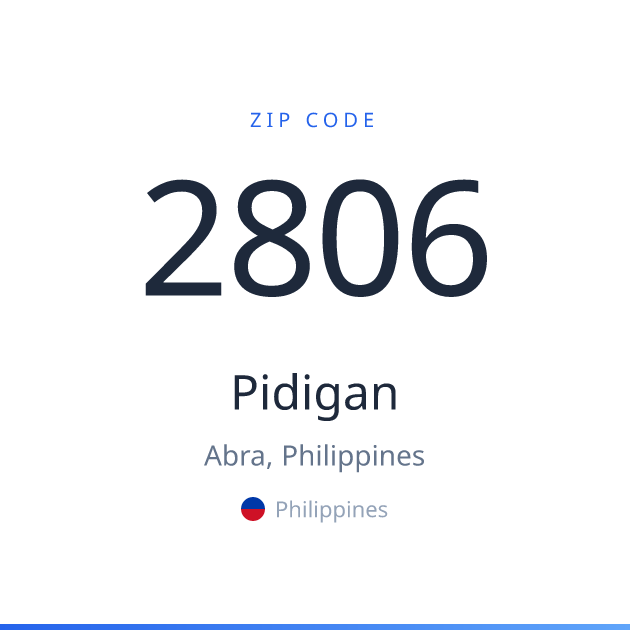 Shareable ZIP code 2806 card for Pidigan, light theme