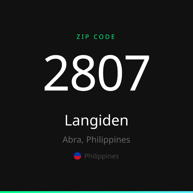 Shareable ZIP code 2807 card for Langiden, dark theme