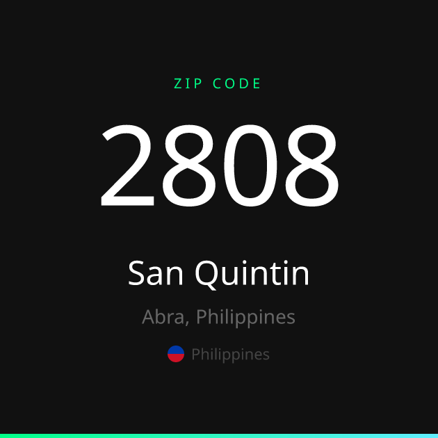 Shareable ZIP code 2808 card for San Quintin, dark theme